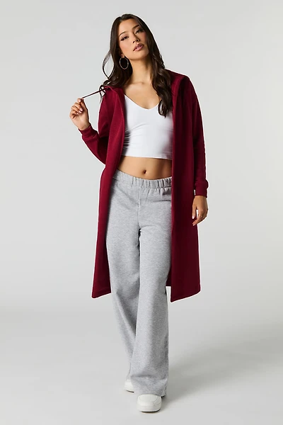 Fleece Open Front Longline Jacket