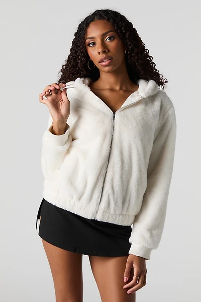 Faux Fur Zip-Up Jacket