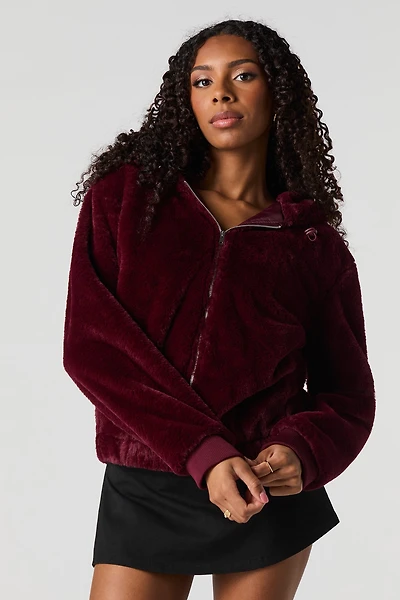 Blouson en similifourrure avec fermeture à glissière