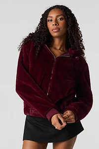 Blouson en similifourrure avec fermeture à glissière