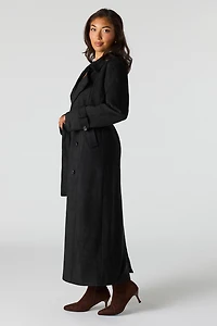Faux Suede Trench Coat