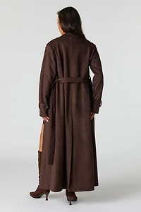 Faux Suede Trench Coat