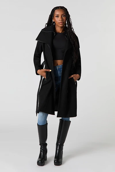 Blouson avec col double et ceinture