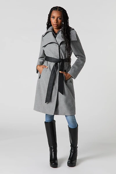 Double Collared Belted Jacket