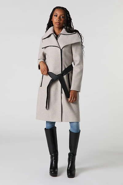 Blouson avec col double et ceinture