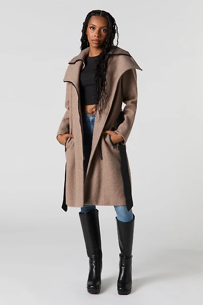 Blouson avec col double et ceinture