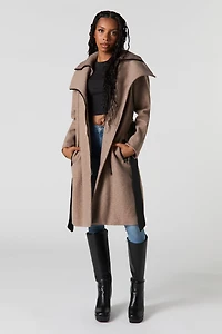 Blouson avec col double et ceinture