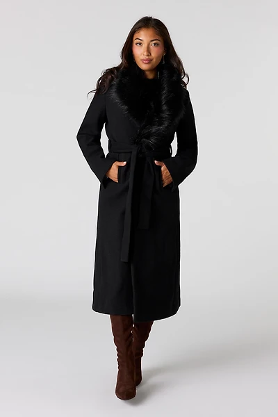 Faux-Fur Collared Coat