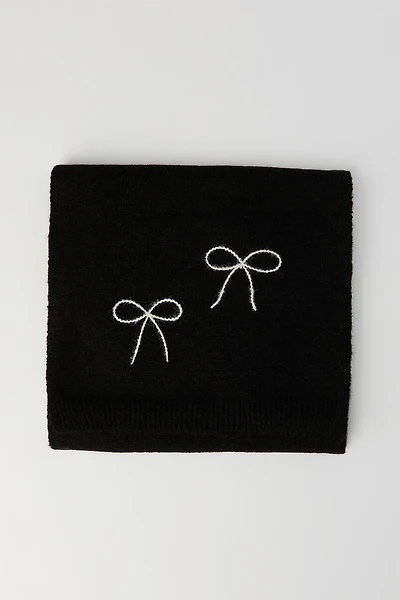 Bow Jacquard Knit Scarf