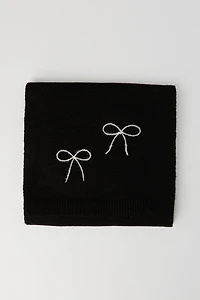 Bow Jacquard Knit Scarf