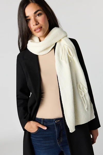 Ribbed Bow Scarf