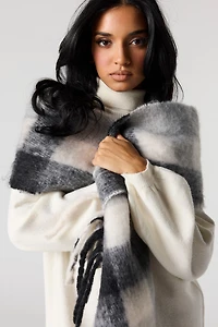 Bouclé Knit Plaid Scarf