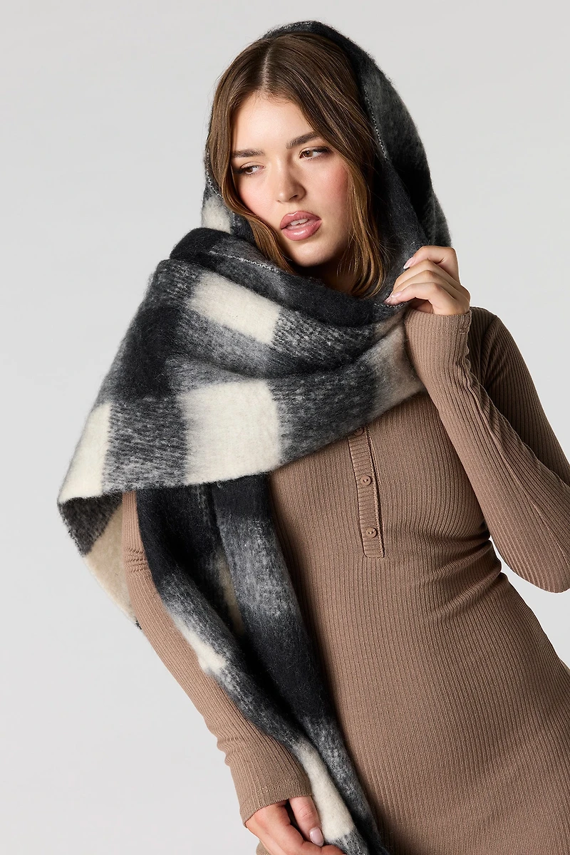 Plaid Chunky Knit Scarf