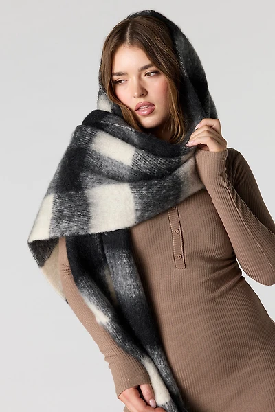 Plaid Chunky Knit Scarf