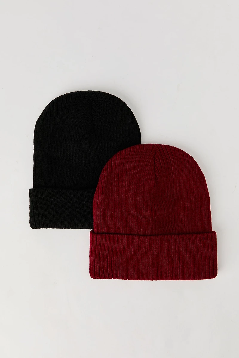 Ribbed Knit Beanie (2 Pack)