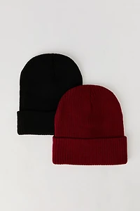 Ribbed Knit Beanie (2 Pack)