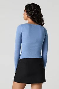 Haut en tricot côtelé avec fermeture à glissière