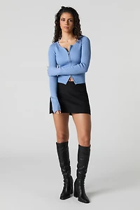 Haut en tricot côtelé avec fermeture à glissière