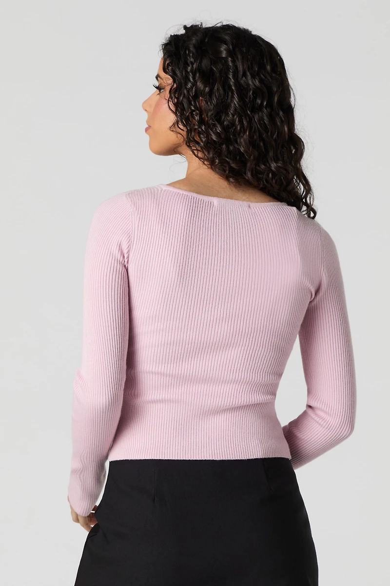 Haut en tricot côtelé avec fermeture à glissière