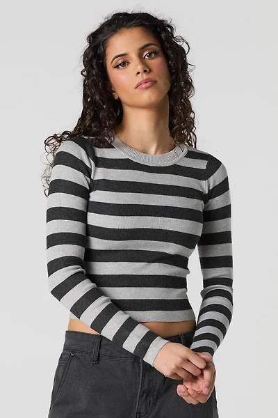 Ribbed Sweater Knit Long Sleeve Top