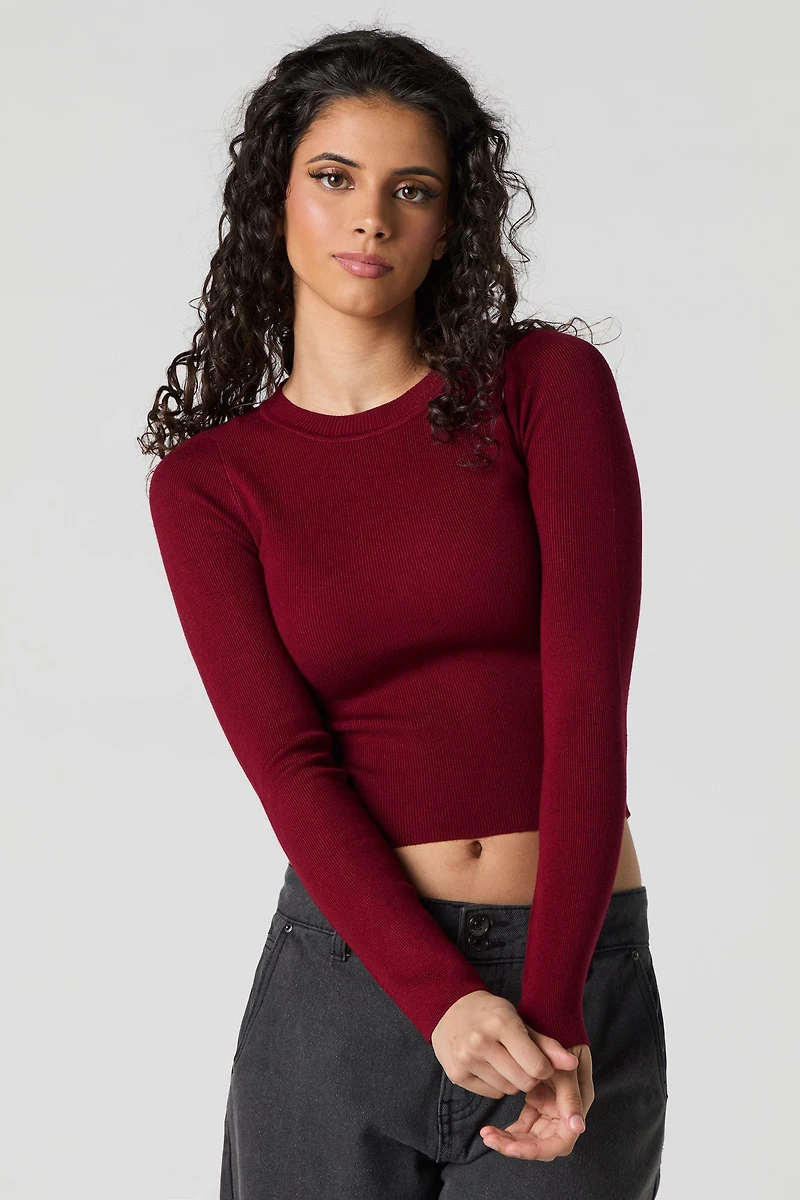 Ribbed Sweater Knit Long Sleeve Top