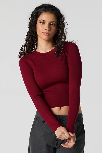 Ribbed Sweater Knit Long Sleeve Top