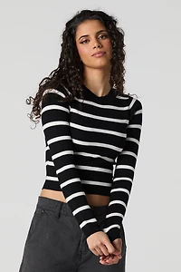 Ribbed Sweater Knit Long Sleeve Top