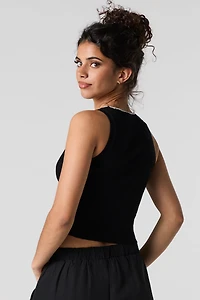 Ribbed Knit Cut-Out Bow Tank