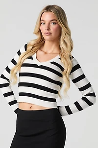 Ribbed Knit V-Neck Sweater