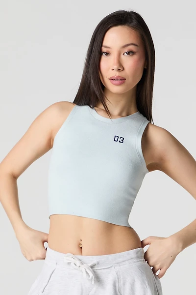 Embroidered Knit Cropped Tank