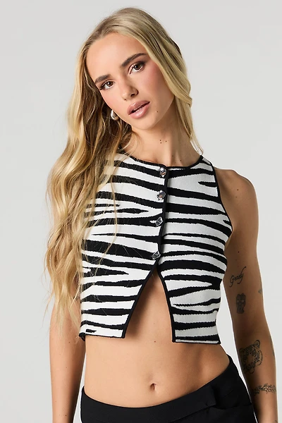 Knit Button Vest Tank