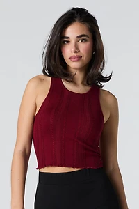 Pointelle Knit Cropped Tank