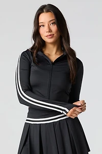 Active Contrast Striped Hoodie