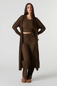 Cardigan côtelé long