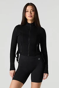 Haut côtelé à glissière et manche longue Active