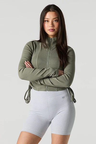 Active Ribbed Zip-Up Long Sleeve Top
