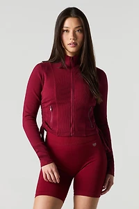 Active Ribbed Zip-Up Long Sleeve Top