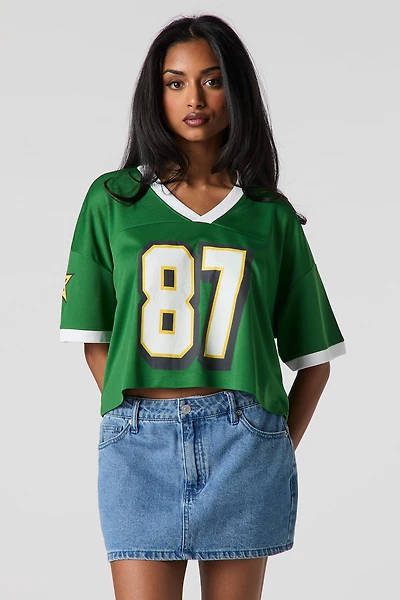 Graphic Mesh Cropped Jersey