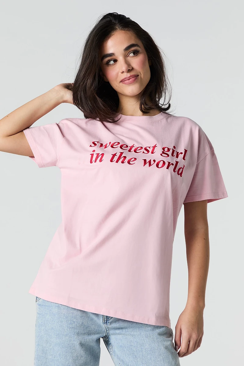 Sweetest Girl Embroidered T-Shirt