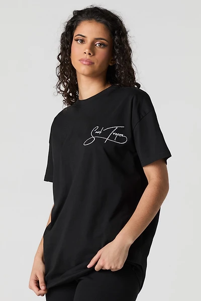 T-shirt surdimensionné avec motif brodé Saint Tropez