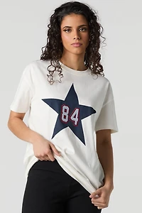 84 Star Embroidered Oversized T-Shirt