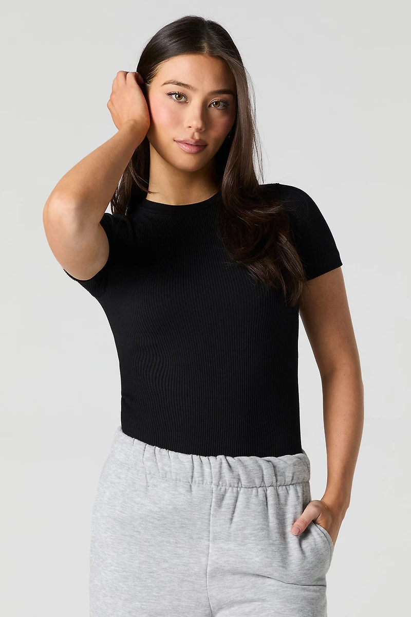 Seamless Ribbed Short Sleeve Bodysuit