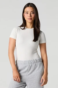 Maillot côtelé sans couture à manches courtes