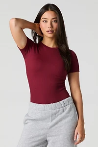 Seamless Ribbed Short Sleeve Bodysuit