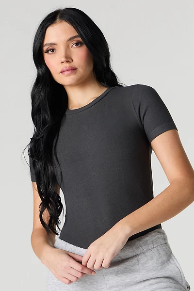 Ribbed Short Sleeve Bodysuit