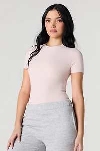 Ribbed Short Sleeve Bodysuit