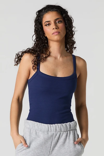Ribbed Scoop Neck Bodysuit