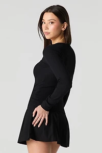 Ribbed Long Sleeve Henley Top