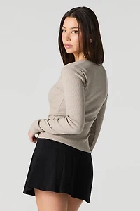 Ribbed Long Sleeve Henley Top