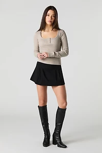 Ribbed Long Sleeve Henley Top
